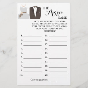 De Apron Shower Bride en Groom Game Card Flyer