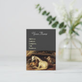 DE ARABISCHE TENT MET PAARDEN, ANDERE DIEREN ,grij Visitekaartje (Staand voorkant)