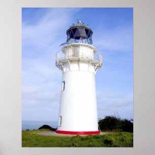 De Araroa, Nieuw-Zeeland. Een vuurtoren geeft Poster