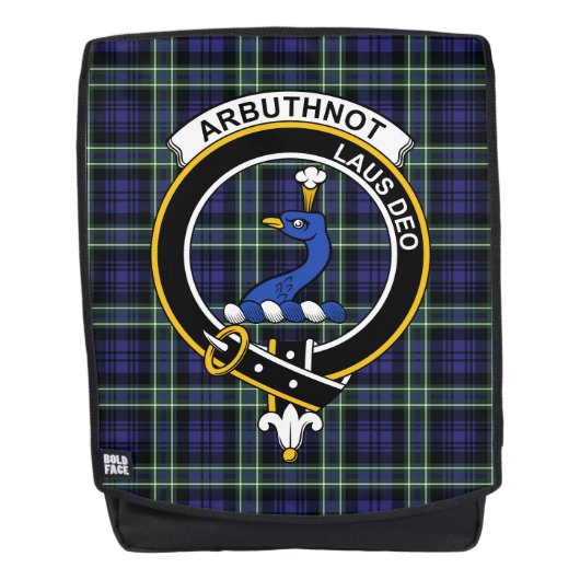 De Arbuthnot Clan Crest Tartan Pset Rugtassen (Voorkant)
