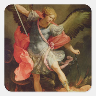 De Archangel Michael die Satan verslaat Vierkante Sticker