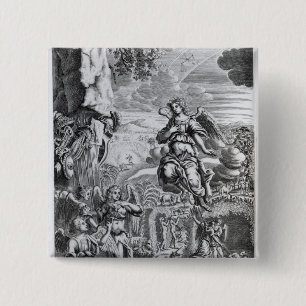 De archangel Uriel informeert Gabriel Vierkante Button 5,1 Cm