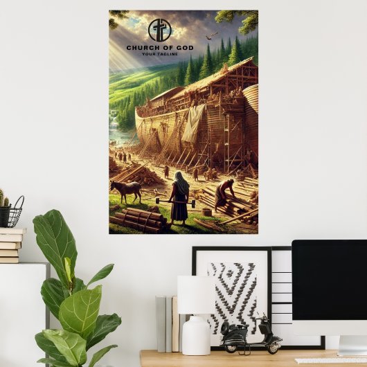 De ark van Noach bouwen papier Poster (Thuiskantoor)