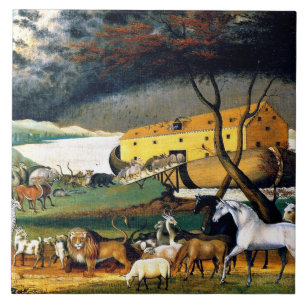 De ark van Noach, schilderij van Edward Hicks Tegeltje