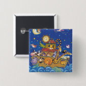 De ark vierkante button 5,1 cm (Voorkant /achterkant)