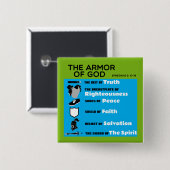 De Armor van God Vierkante Button 5,1 Cm (Voorkant /achterkant)