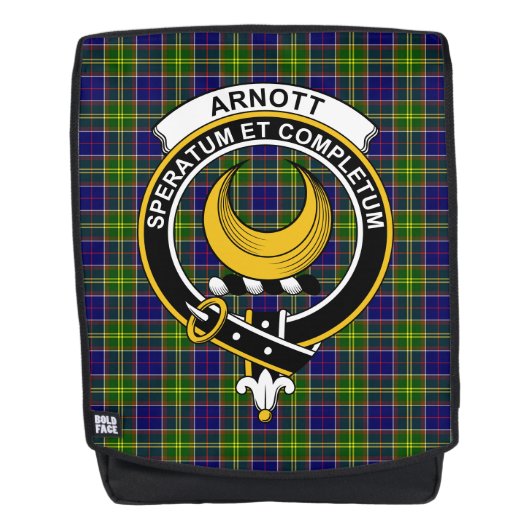 De Arnott Clan Crest Tartan Pset Rugtassen (Voorkant)