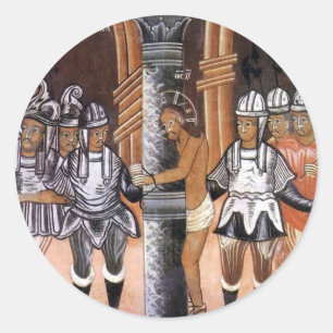 De arrestatie van Jezus Christus ongeveer halverwe Ronde Sticker