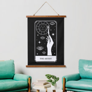 de ARTIST TAROT KAART aanpasbare tekst Hangend Wandkleed