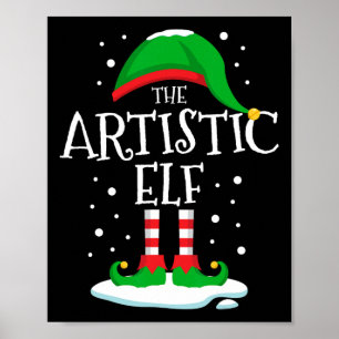 De artistieke elf kerstfamilie bijpassende kerstku poster