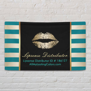De artistieke Gold Lips Moderne Blauwgroen en Gold Spandoek