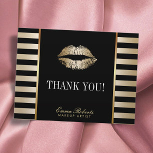 De artistieke Gold Lips Moderne Stripes Hartelijk Briefkaart
