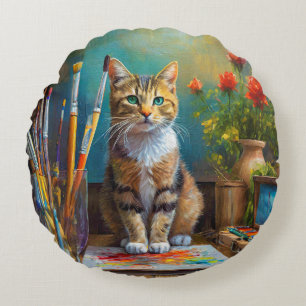 De Artistieke Kat Rond Kussen