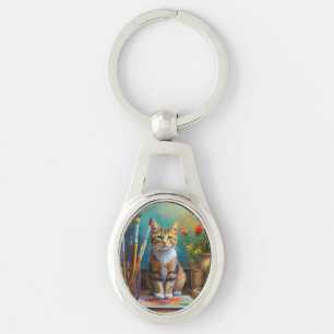 De Artistieke Kat Sleutelhanger