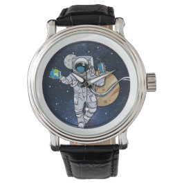 De Astronaut geniet in de ruimte ( horloge) Horloge