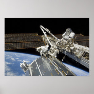 De astronauten voeren een reeks taken uit poster