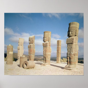 De atlanteaankolommen boven piramide B Poster
