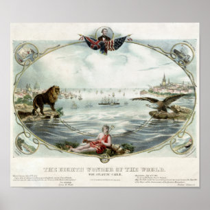 De Atlantic Cable Vintage Poster 1866 hersteled