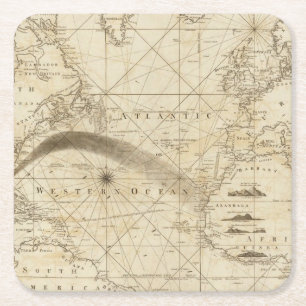 De Atlantische Oceaan Vierkante Kartonnen Onderzetter