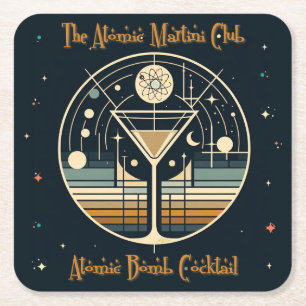 De Atomic Martini Club Atomic Bomb Cocktail Vierkante Kartonnen Onderzetter