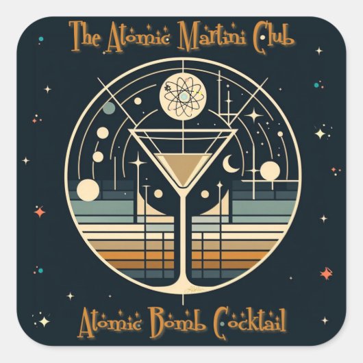 De Atomic Martini Club Atomic Bomb Cocktail Vierkante Sticker (Voorkant)