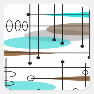 De atoom Moderne Samenvatting van het Midden van Vierkante Sticker