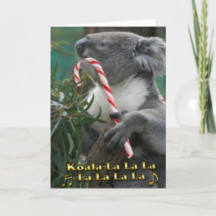 De Australische Koala van Kerstmis met het Riet Feestdagen Kaart