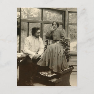 De auteur Leonid Andreyev met zijn vrouw Briefkaart