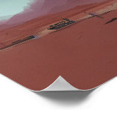 De auto staat geparkeerd in het woestijnberglandsc poster (Hoek)