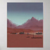 De auto staat geparkeerd in het woestijnberglandsc poster (Voorkant)
