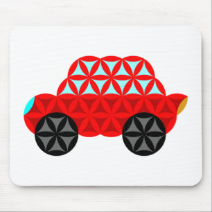 De auto van het leven - heilige vormen A3, rood. Muismat