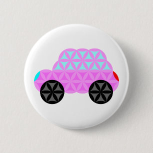 De auto van het leven - heilige vormen A3.roze. Ronde Button 5,7 Cm