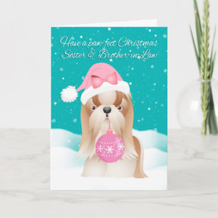 De Auto van Kerstmis van de Hond van Shih Tzu van Feestdagen Kaart