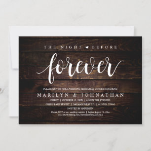 De avond voor altijd, rustieke repetitie diner kaart