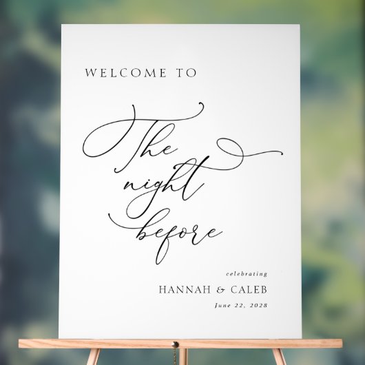 De avond voor bruiloft repetitie welkom acryl bord (Neutraal)