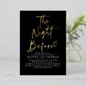 De avond voor het repetitiediner Black Modern Folie Uitnodiging (Staand Voorkant)