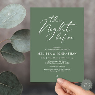 De avond voor het romantische bruiloft repetitie d kaart