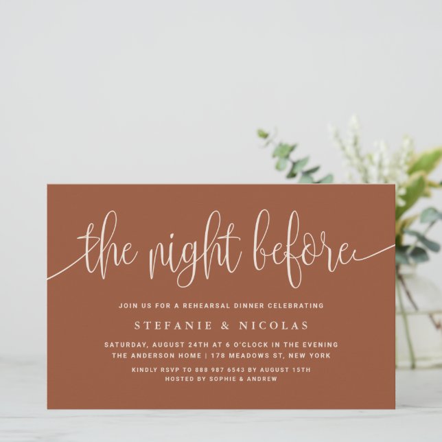 De avond voor Terracotta repetitie diner (Staand voorkant)