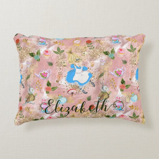 De avonturen van Alice in Wonderland Glitter Name Accent Kussen (Voorkant)