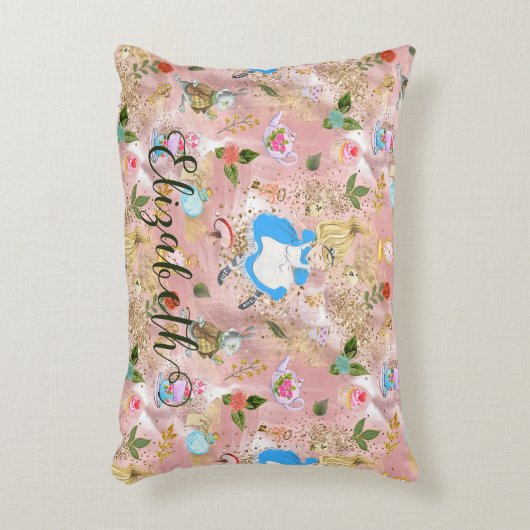 De avonturen van Alice in Wonderland Glitter Name Accent Kussen (Voorkant(Verticaal))