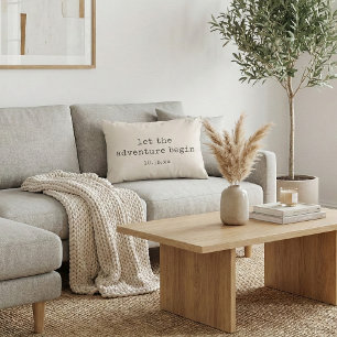 De Avontuur Begin Minimalistische Citaat Trouwdatu Accent Kussen