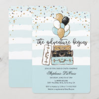 De avontuur begint baby shower uitnodiging