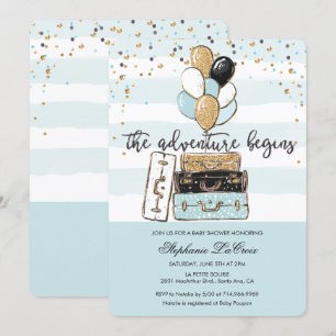 De avontuur begint baby shower uitnodiging