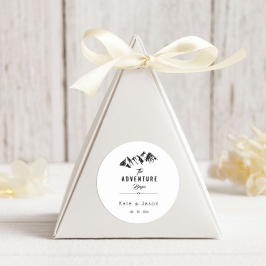 De avontuur begint ⎥Rustieke ronde sticker