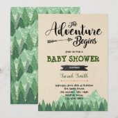 De avontuur begint uitnodiging voor een babyshower (Voorkant / Achterkant)