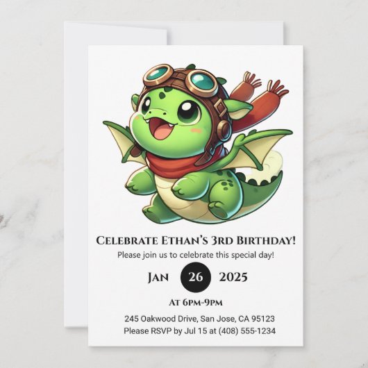De avontuurlijke Baby Dragon verjaardag Kaart (Voorkant)