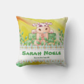 De avontuurlijke Koe kubus met editable teksten Kussen (Voorkant)