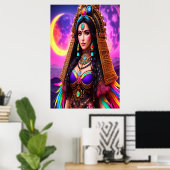 De Aztec Goddess Metztli | AI Art. Poster (Thuiskantoor)