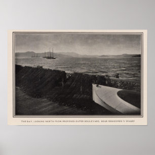 De baai nabij de vissenjacht in San Francisco Poster