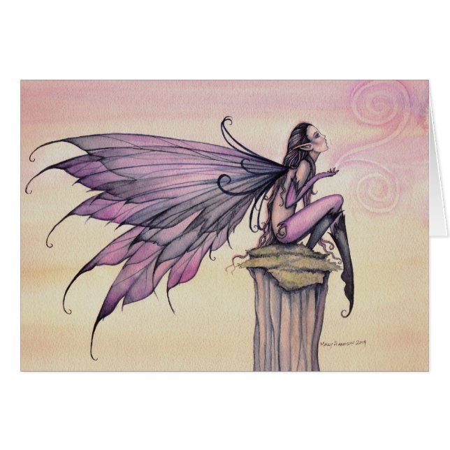 De baars Paarse Fairy Fantasy Waterverf Art (Voorkant Horizontaal)